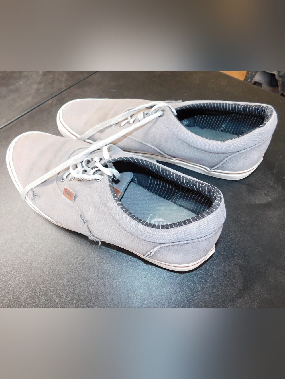 Vans Men's Low-Top Canvas Sneakers in Light Gray and White Trim